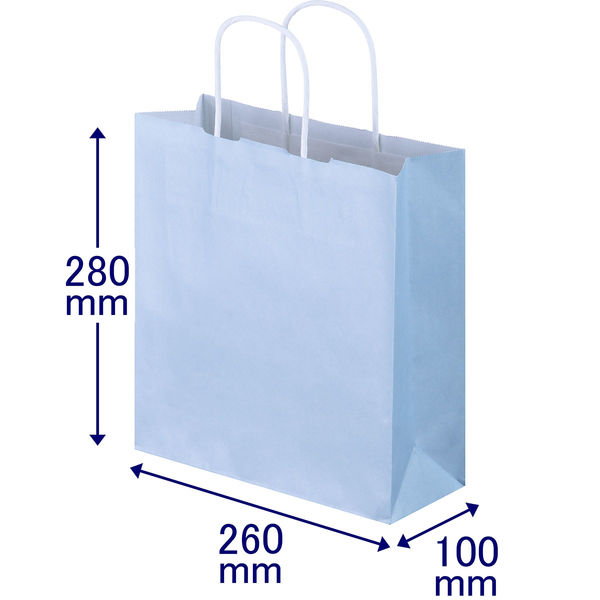 スーパーバッグ 手提げ紙袋 丸紐 パステルカラー 水色 S 50枚入 ×6セット（300枚） 紙袋の商品画像