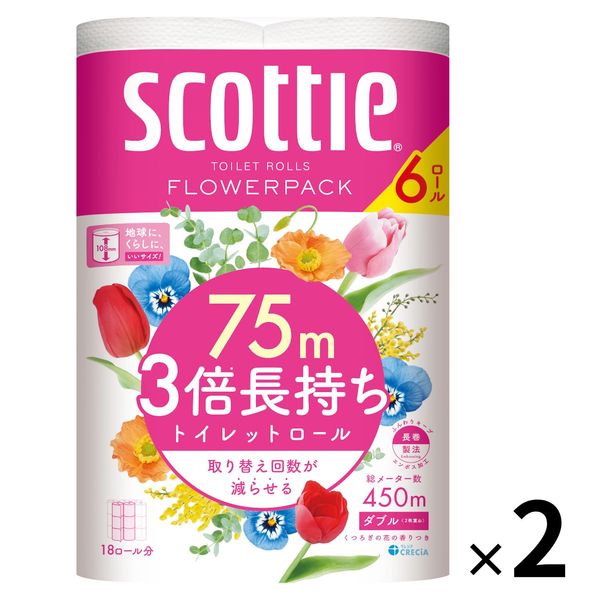 スコッティ フラワーパック 3倍長持ち ダブル 75m 6ロール × 2パックの商品画像