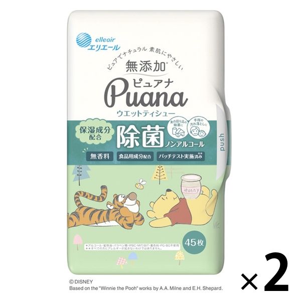 エリエール エリエール Puana 除菌 ノンアルコールタイプ ディズニーデザイン 本体 45枚×2個（90枚） Puana ウェットティッシュの商品画像