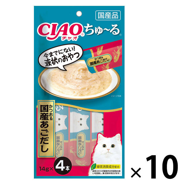 いなばペットフード いなば チャオ CIAO ちゅ～る かつお＆国産あごだし SC-178（14g×4本）×10個 CIAO（いなばペットフード） 猫用おやつの商品画像