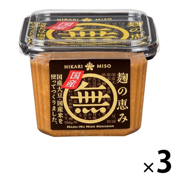 ひかり味噌 マル無 無添加味噌 国産 750g×3個の商品画像