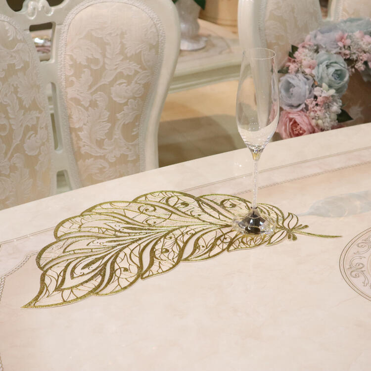  Wing place mat 2 pieces set Gold × beige RE72571