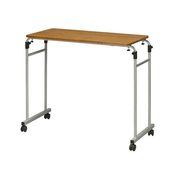 アイネス 伸縮式ベッドテーブル W925～1450×D400×H710～995mm NK-512 （ブラウン） ナイトテーブルの商品画像