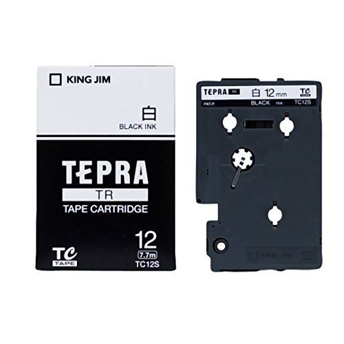 KING JIM テプラ TRテープカートリッジ TC12S 12mm（白・黒文字）×1個 テプラ TEPRA TR ラベルプリンター、ラベルライターの商品画像