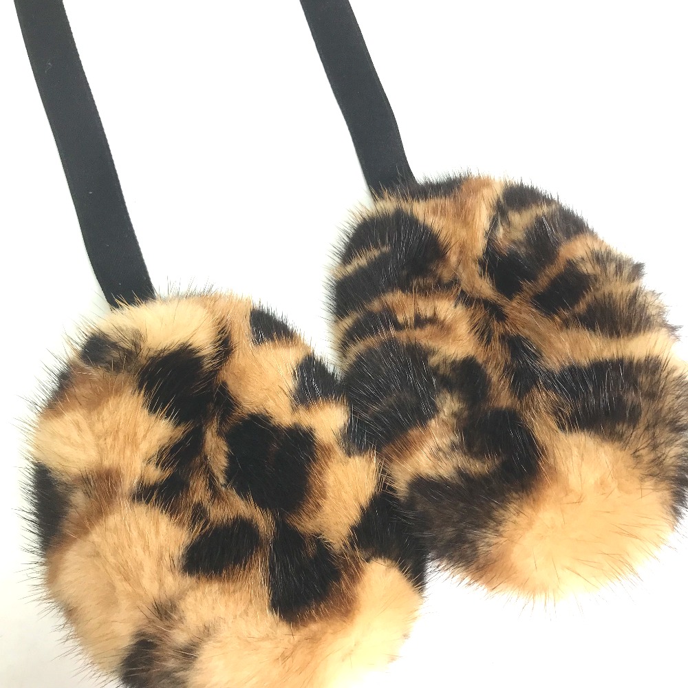 LOUIS VUITTON Louis Vuitton pattern number unknown Leopard leopard print leopard ear present . earmuffs Brown lady's [ used ]