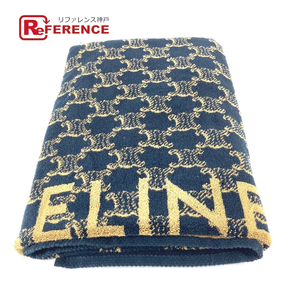  beautiful goods CELINE Celine 29GAC115P Trio mf Logo beach towel bath towel interior knee .. blanket towel beige [ used ]