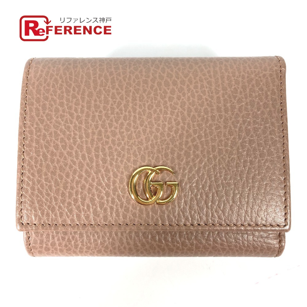  прекрасный товар GUCCI Gucci 474746 GGma-monto compact бумажник 3. складывать кошелек бежевый женский [ б/у ]