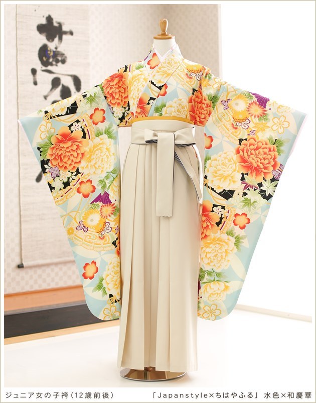 プレミア商品 小学生 卒業式 袴レンタル 女の子 小学校卒業式 H0166 十三参り ハーフ成人式 ジュニア袴 卒業袴 子供着物レンタル おしゃれ コスプレ 11歳 12歳 13歳 人気 かわいい レトロ モダン Rental Japanstyle ちはやふる 水色 和慶華 レンタル