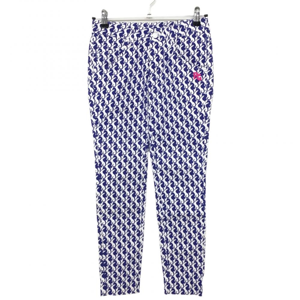 [ beautiful goods ] Pearly Gates pants white × blue seahorse total pattern stretch lady's 0(S) Golf wear PEARLY GATES|20%OFF price 