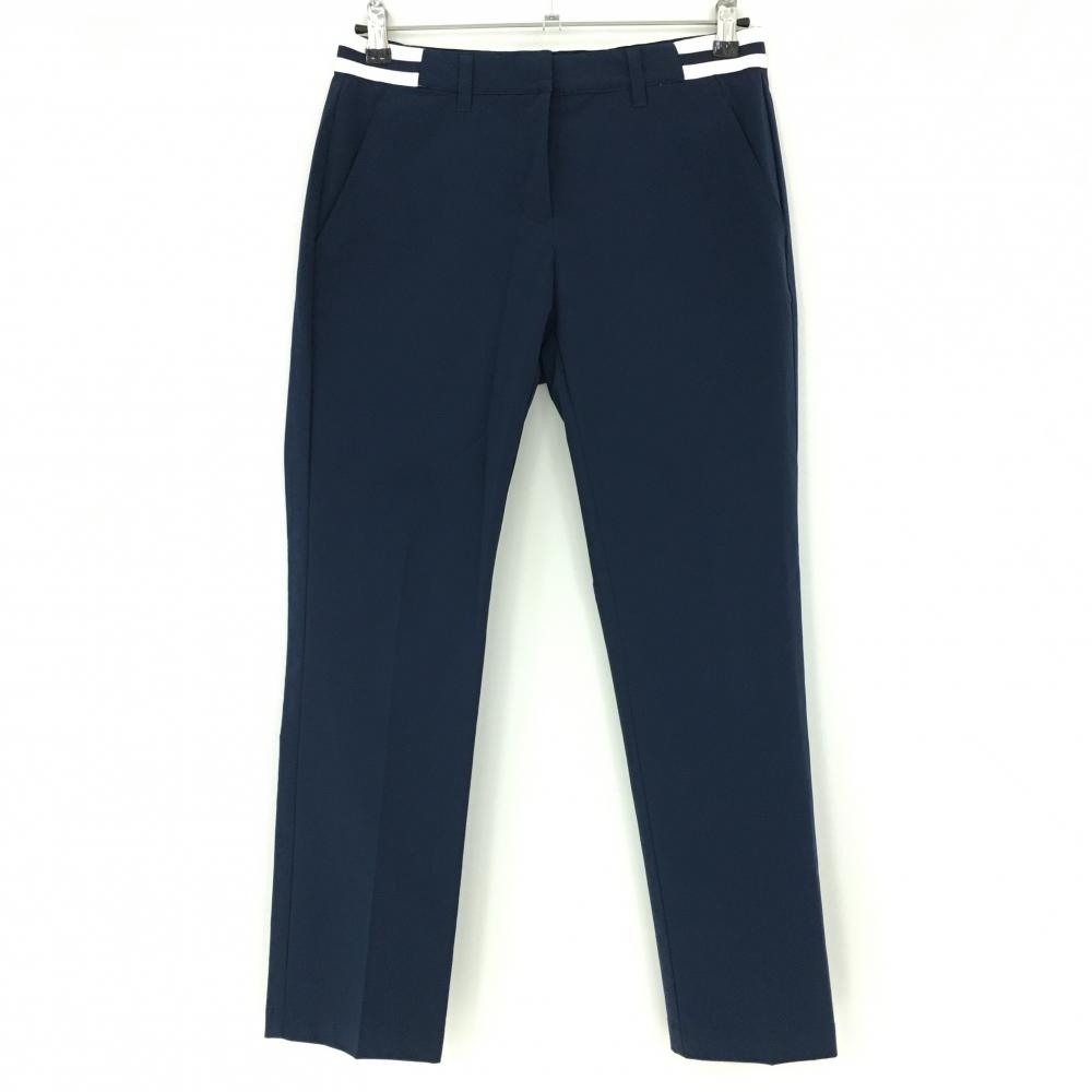 [ super-beauty goods ] Adidas pants navy × white waist one part rubber border thin stretch lady's L Golf wear adidas