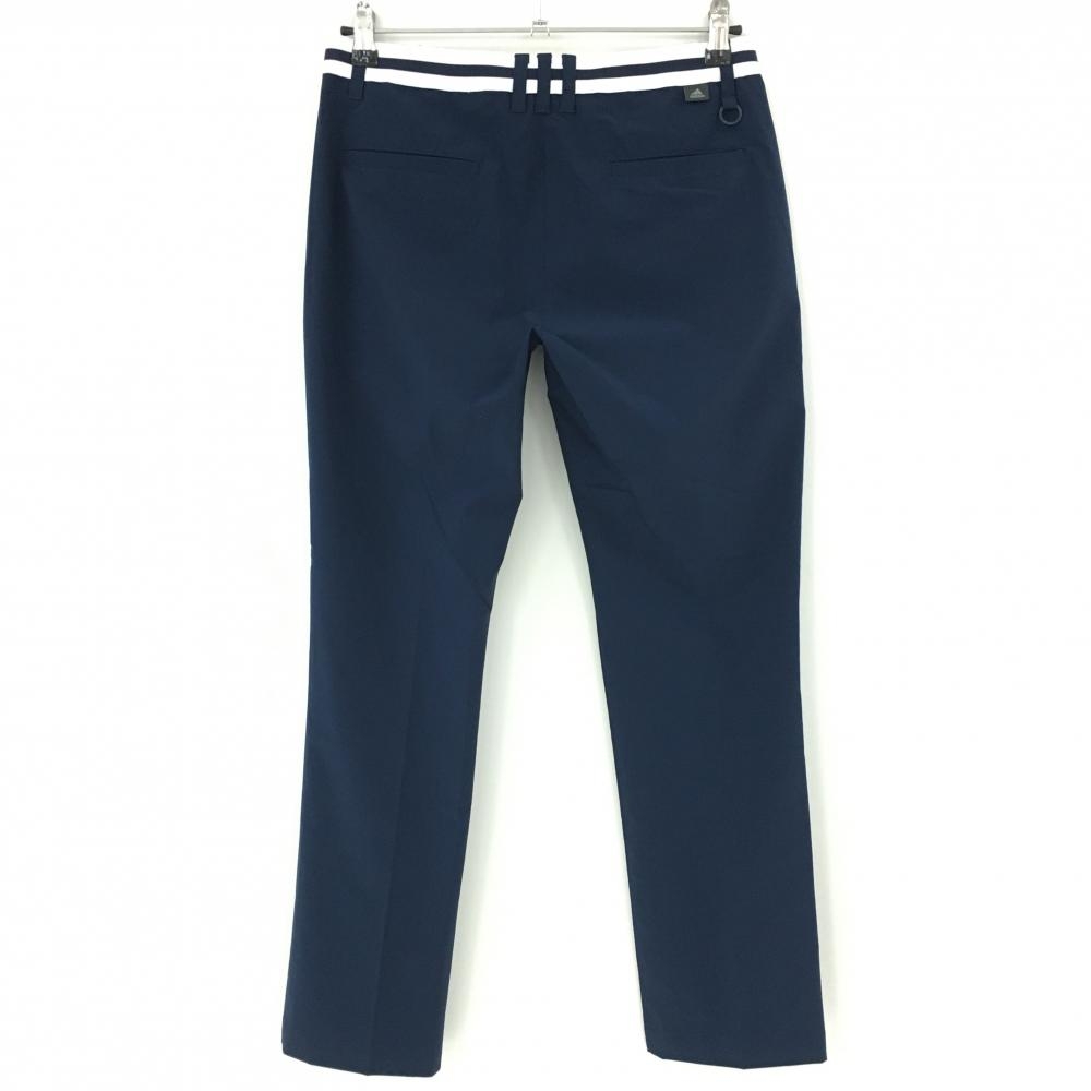 [ super-beauty goods ] Adidas pants navy × white waist one part rubber border thin stretch lady's L Golf wear adidas