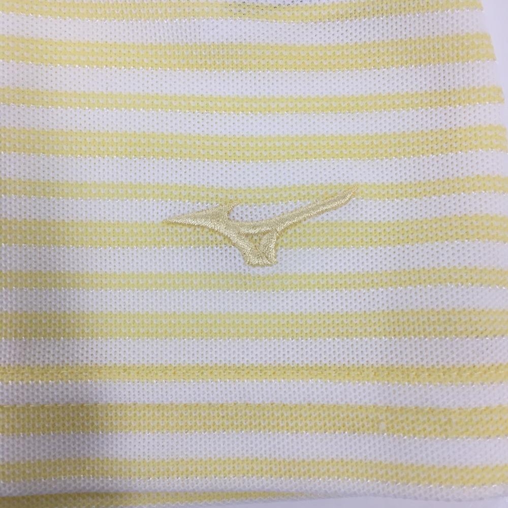  Mizuno безрукавка с высоким воротником рубашка белый × желтый окантовка рисунок половина Zip кромка Logo .... женский M Golf одежда MIZUNO( очень красивый товар )|SALE цена 