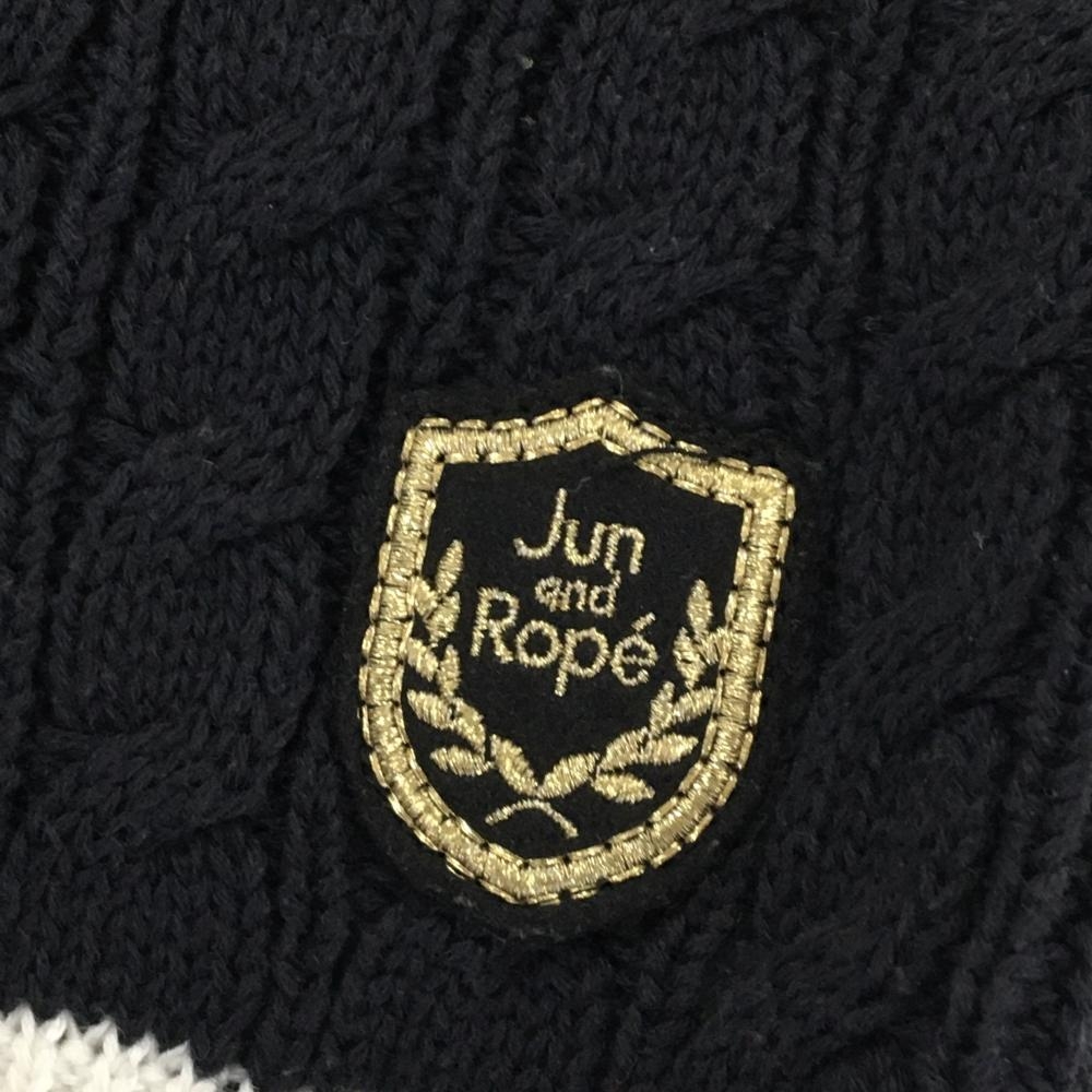  Jun and Rope вязаный лучший темно-синий × белый × розовый V шея кабель плетеный женский M Golf одежда JUN&ROPE|SALE цена 