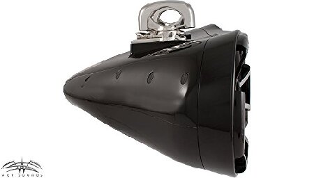 Wet Sounds Revolution series dual 10 -inch EFG HLCD tower speaker - black swivel clamp attaching 