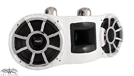 Wet Sounds Revolution series dual 10 -inch EFG HLCD tower speaker white fixation clamp attaching 