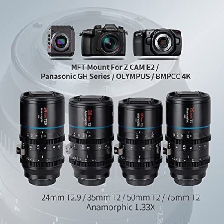 SIRUI Mars 1.33x T2 to T2.9 Anamorphic Lens Set, MFT Lens Kit (24mm, 35mm, 50mm, 75mm M4/3 Anamorphic Lenses)