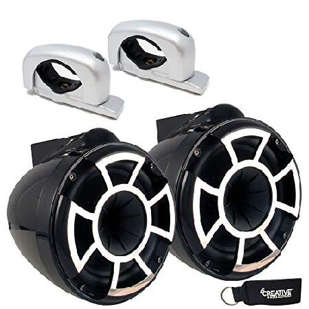 Wet Sounds - REV 8 Fixed Aluminum Clamp 8-Inch Tower Speakers - Black (Pair)