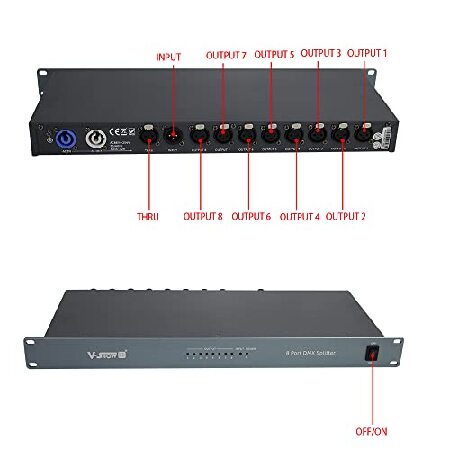 V-Show Universal DMX512 Optical Splitter - 8port DMX Splitter DMX512 8CH DMX Splitter Stage Lights Signal Amplifier Splitter 8 Way DMX Distributor (8