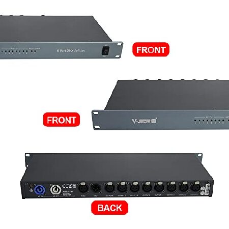 V-Show Universal DMX512 Optical Splitter - 8port DMX Splitter DMX512 8CH DMX Splitter Stage Lights Signal Amplifier Splitter 8 Way DMX Distributor (8