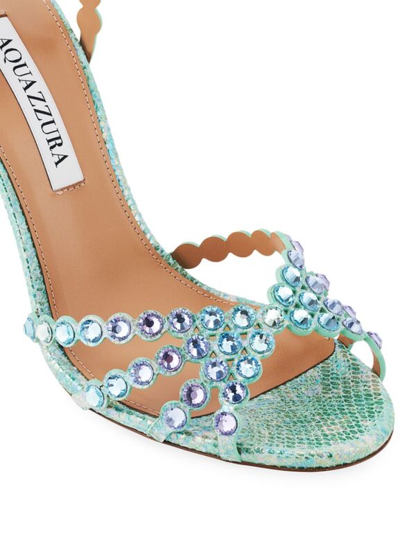  aqua Zoo la lady's sandals shoes Tequila 105MM Rhinestone-Accent Leather Sandals