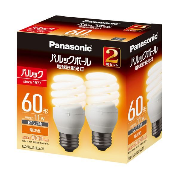 Panasonic 【2個】 D15形 パルックボール 電球形蛍光灯 EFD15EL11EF22T （電球色） パルック パルックボール 蛍光灯の商品画像