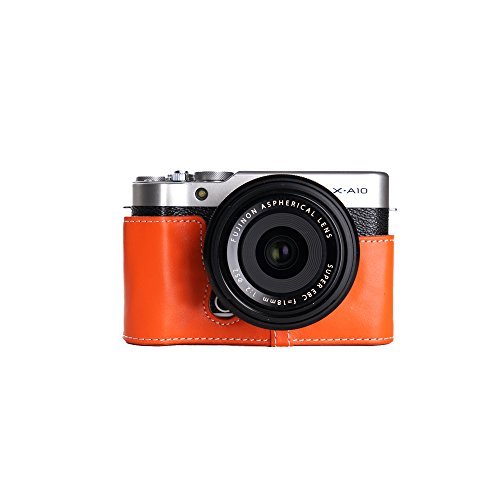 経典ブランド 男性向けの輸入雑貨を中心に商品を最短でお取寄せしております X A10ケース Bolinusハンドメイド本革レザー半分カメラケースバッグカバーfor オレンジ X A10下部開口部バージョン Fujifilm カメラアクセサリー