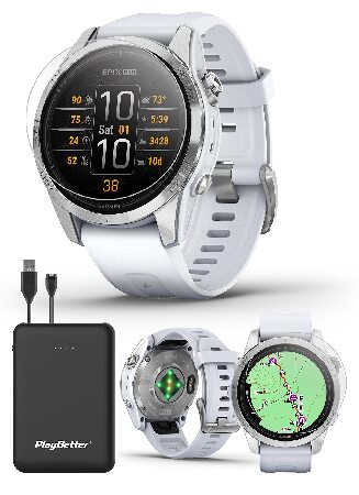  free shipping Garmin epix Pro (Gen 2) (Silver/Whitestone) GPS Outdoor Watch | 42mm with AMOLED Display & Built-in Flashlight | Bundle Screen Protec parallel import 