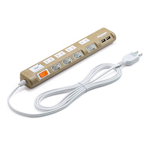 サンワダイレクト USBポート付き電源タップ（雷ガード）700-TAP042LM 4個口 2m ライトブラウンの商品画像