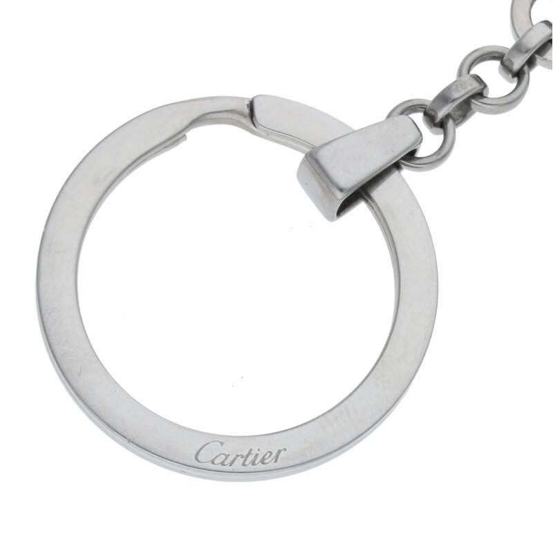  Cartier Cartier SMALL GOODS STAINLESS KEY RING WITH WAX SEAL DECOte call CC Logo plate кольцо для ключей б/у NO05