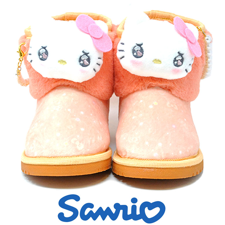  Kids защищающий от холода боты детский девочка Hello Kitty 81245 orange Sanrio симпатичный теплый боа ботинки мутон ботинки winter ботинки снег зима 