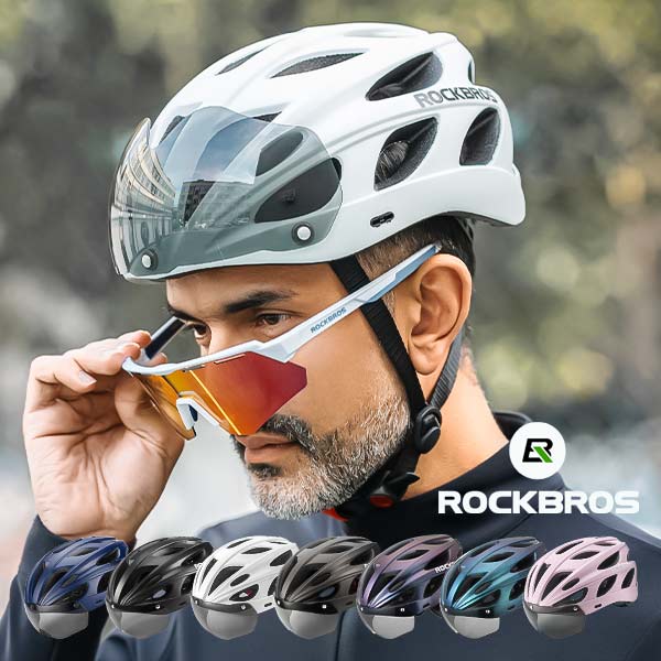 ROCKBROS シールド・バイザー付属の自転車用ヘルメット（男性/女性用）57-62cm 4573335663593の商品画像