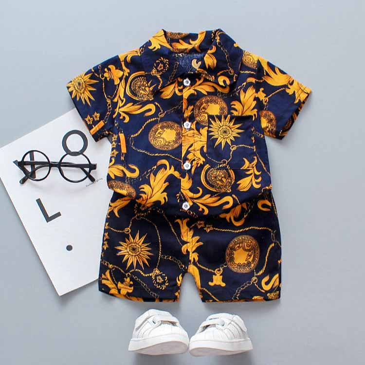 мужчина aro - выставить верх и низ в комплекте casual короткий рукав детская одежда лето гавайская рубашка шорты тонкий Гаваи способ ребенок одежда .... baby костюм 