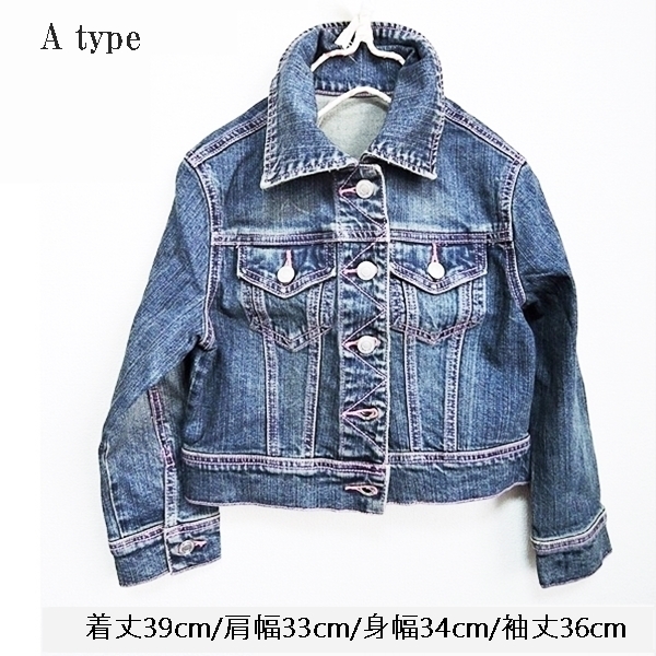  Denim jacket G Jean lady's small size pink stitch S size M size black p height 