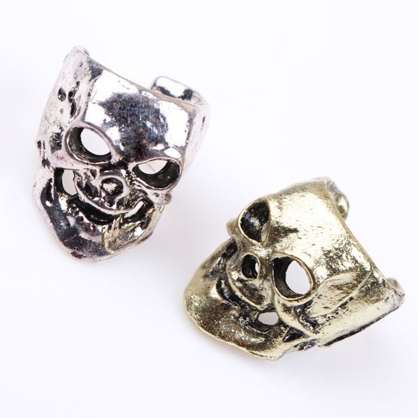  Skull ушные каффы серьги non отверстие gaikotsu каркас .. череп серебряный Gold металл аллергия соответствует Halloween блокировка punk V серия мужской симпатичный 