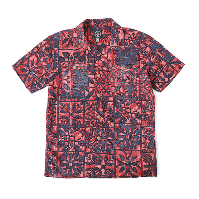VOLCOM Volcom цветочный принт гавайская рубашка C0411407 L цветок рубашка с коротким рукавом Kids мужской женский 