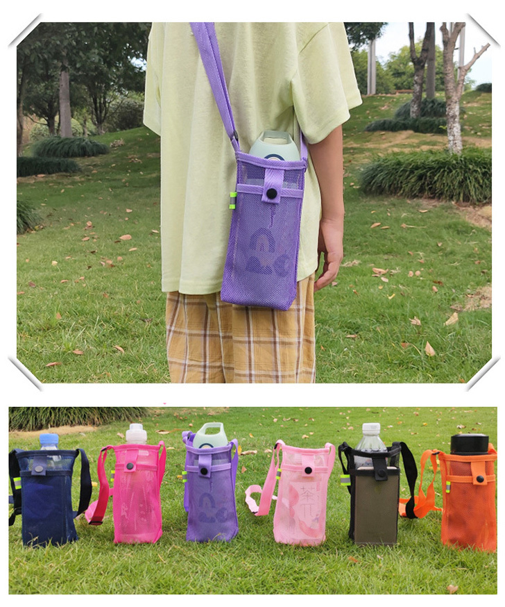  flask cover 500ml child shoulder .. pet bottle holder smartphone shoulder bag stylish mesh diagonal .. case Korea miscellaneous goods iPhone pouch 