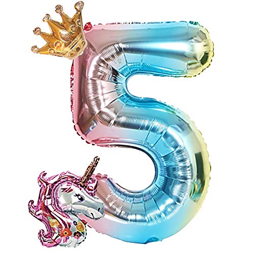 deerzon Unicorn 5 лет цифра ba Rune комплект день рождения украшение установка девочка способ судно оборудование орнамент день рождения party звезда Star ( цифра [5])