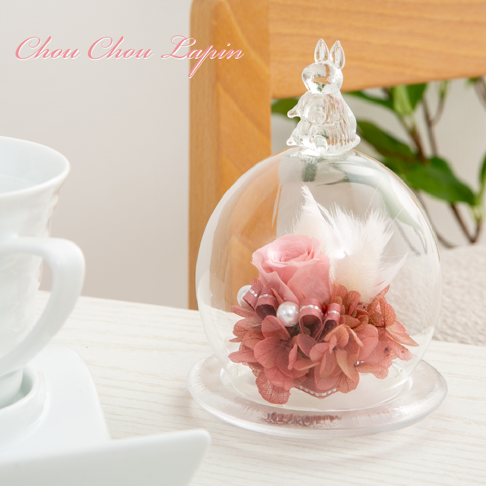  preserved flower elastic Lapin glass dome ... stylish birthday marriage festival .. job festival .p Lizard flower Mother's Day present gift free shipping 