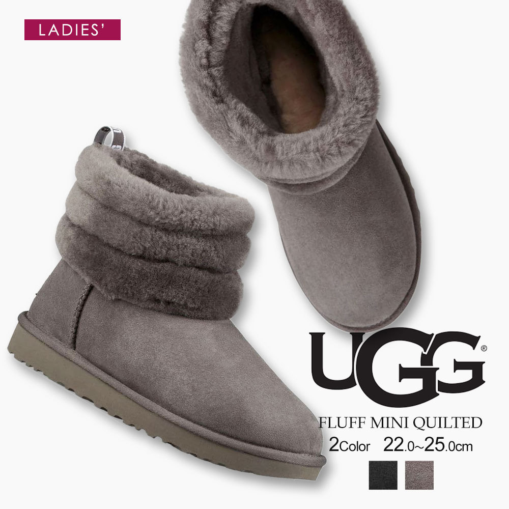 シープスキ アグ 黒 ブラック グレー スノーブーツ Ugg S Mart Paypayモール店 通販 Paypayモール ムートンブーツ レディース フラッフ ミニ キルテッド 本革 撥水 ショートブーツ ぺたんこ カジュアル キルテッド Rafkaup Is