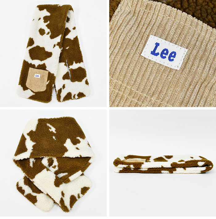 LEE Lee muffler tippet electric outlet insertion type stylish lady's Kids child for children child with pocket boa S size brand simple cow pattern fur 