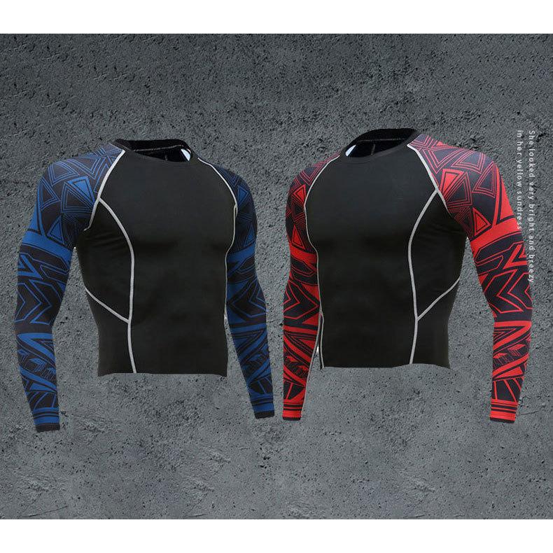  спортивный внутренний спорт одежда мужской мужчина длинный рукав tops cut and sewn раунд шея круглый вырез движение надеты простой Fit 