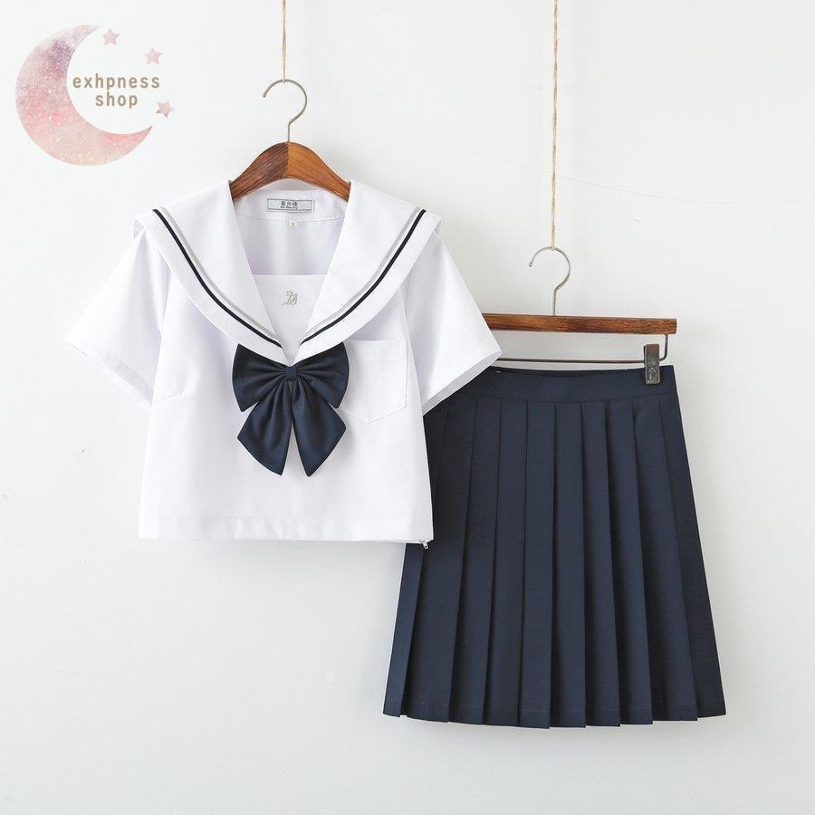 JK uniform sailor suit top and bottom set ribbon attaching costume play clothes short sleeves / long sleeve costume school uniform . shirt girl clothes go in . type culture festival miniskirt 