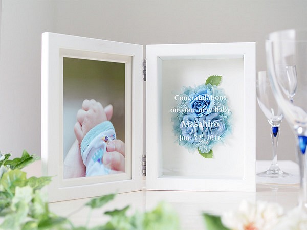  present set gift relief set preserved flower photo frame blue L message 