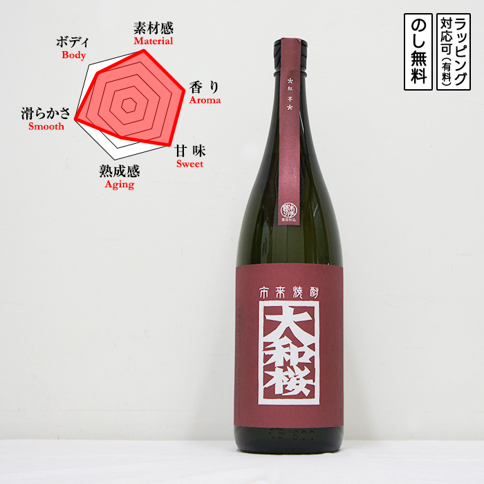 芋焼酎 大和桜 紅芋 25度 1.8L × 1本 瓶 芋焼酎の商品画像