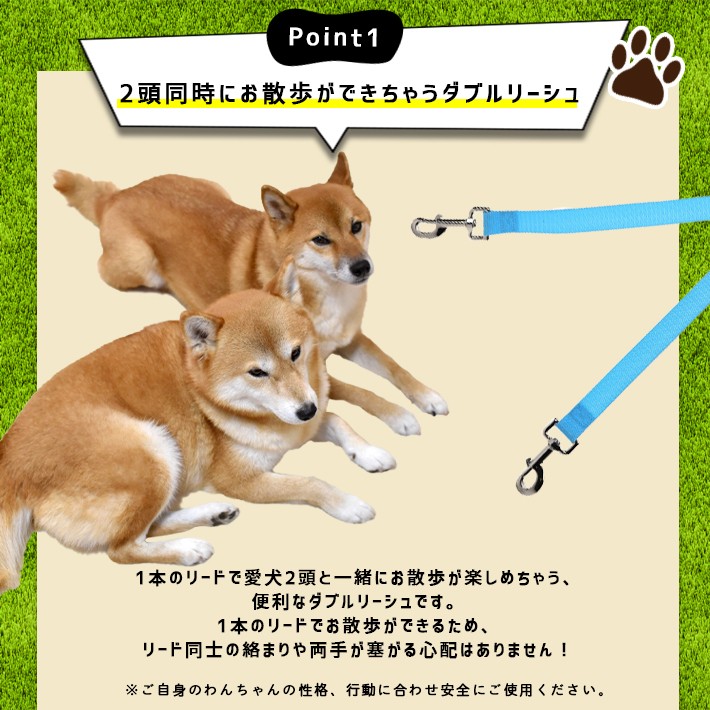 犬 2頭引き 54cm タイプ ダブルリード デュアルリード 延長リード普段のリードに装着 Off 延長リード普段のリードに装着