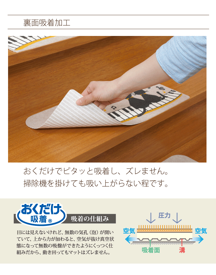 階段 マット おしゃれ 滑り止め 洗える 転倒防止 高齢者 ペット 犬 黒ネコ 猫 15枚組 おくだけ吸着 サンコー 日本製 398 サンコーオンラインショップ 通販 Yahoo ショッピング