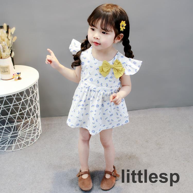  One-piece короткий рукав baby Kids ребенок одежда младенец симпатичный модный девочка девушка лента . цветок лето ... надеты поворот 