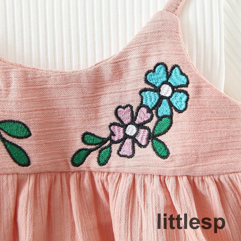  One-piece baby младенец Kids ребенок одежда длинный рукав раунд шея накладывающийся надеты способ ребра flair цветок цветок сверху товар симпатичный девочка 