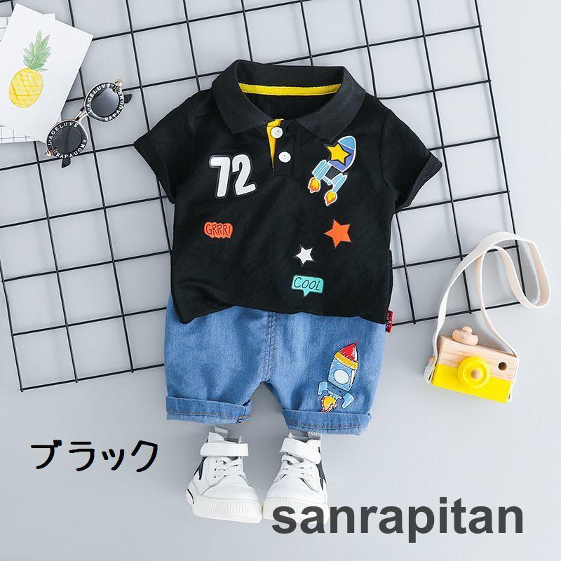 выставить 2 позиций комплект короткий рукав tops укороченные брюки baby ребенок одежда мужчина рубашка-поло воротник имеется кнопка талия резина карман Rocket casual 
