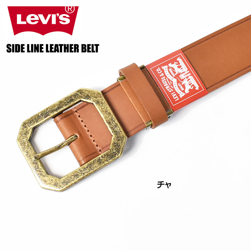 LEVI'S Levi's боковой линия кожаный ремень Gold пряжка мужской женский унисекс 15117000